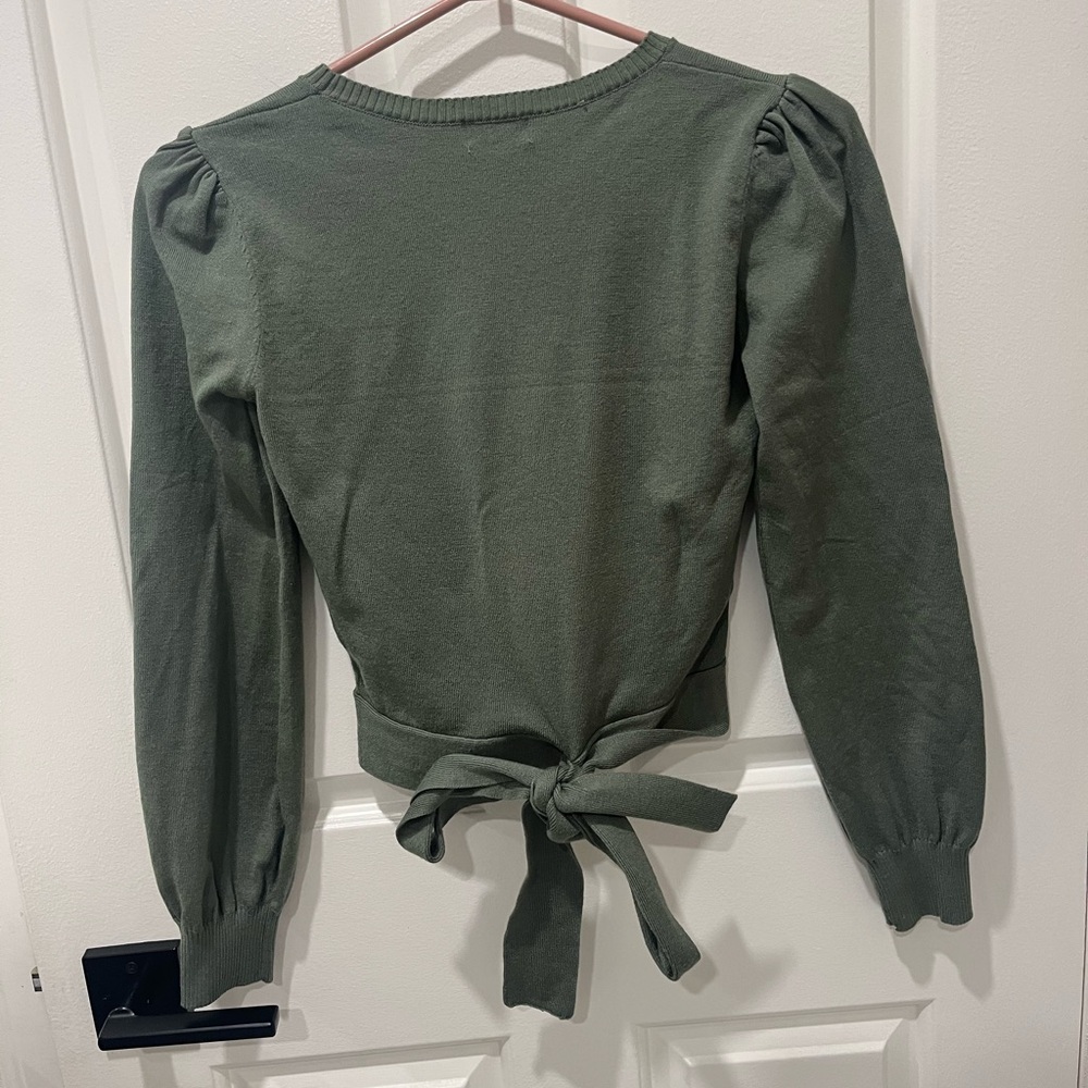 Olive Green Women's Top Tie Back Mi Ami by Francescas Size S